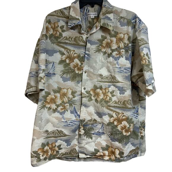 Pierre Cardin Other - Vintage Men's Hawaiian Shirt 100% Cotton Short Sleeve Button Up Shirt XL